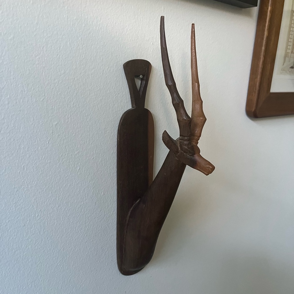 Wooden Carved Antelope Wall Decoration